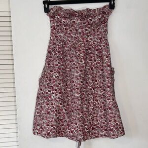 Fire Los Angeles Strapless Floral Mini Dress pockets Size M Prairie 100% cotton